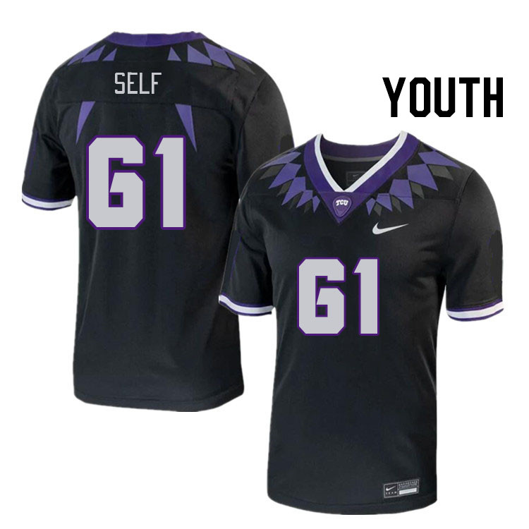 Youth #61 Riley Self TCU Horned Frogs 2023 College Footbal Jerseys Stitched-Black